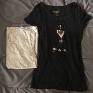 American Eagle cat tee and Sonoma tee